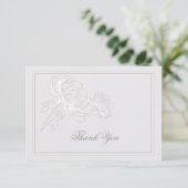 Peony Ivory Formal Elegant Couple Note Wedding Dankeskarte (Stehend Vorderseite)