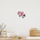 Peony Japanisch Minimal Art Malerei Poster (Küche)