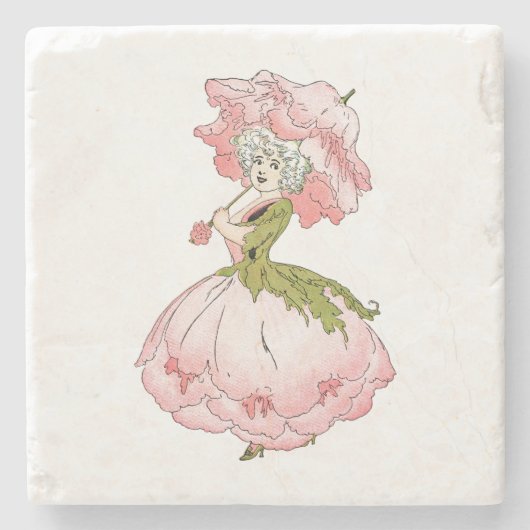 Peony Lady Stone Getränkekasten Steinuntersetzer (Vorderseite)