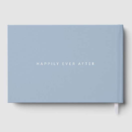 Peony Line Art Dusty Blue Wedding Gästebuch (Rückseite)