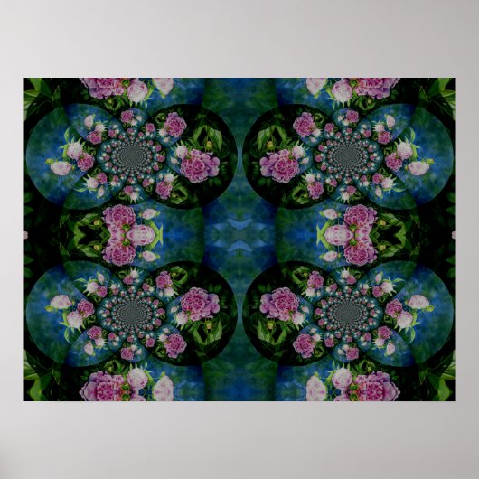 Peony Mandala, abstrakte, rosa Mandala Poster (Vorne)