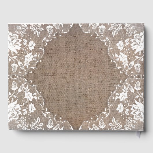 Peony Mason Jar Rustic Burlap Lace Wedding Gästebuch (Rückseite)