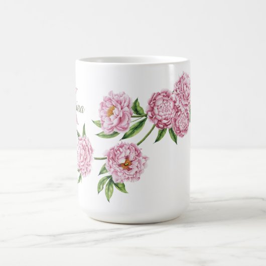 Peony Mit Monogramm Tasse (Mittel)