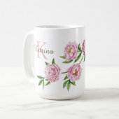Peony Mit Monogramm Tasse (Vorderseite Links)