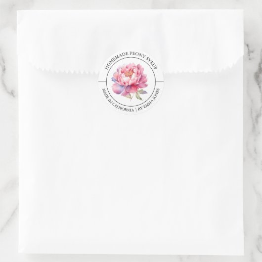 Peony Modern Label Runder Aufkleber (Tasche)