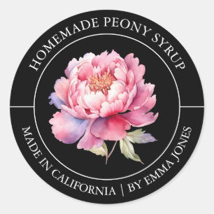 Peony Modern Label Runder Aufkleber