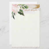 Peony Modern Watercolor Personalisiert Stationieru Briefpapier (Vorne/Hinten)