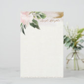 Peony Modern Watercolor Personalisiert Stationieru Briefpapier (Stehend Vorderseite)