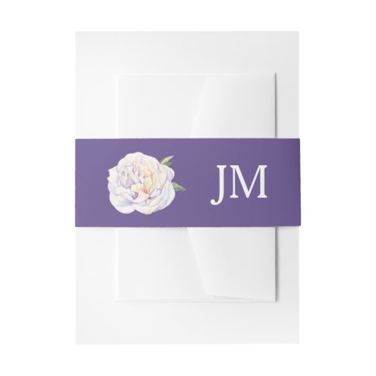 Peony Monogram Floral Violet Lila Hochzeit Einladungsbanderole (Vorderseite Beispiel)