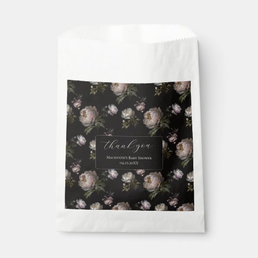Peony Moody Floral Baby Shower Thank You Sticker Geschenktütchen (Vorderseite)