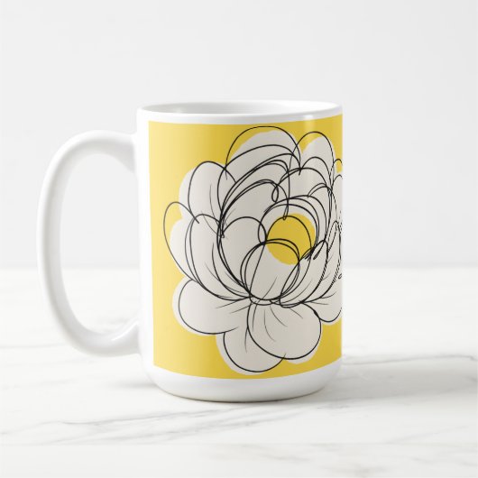 Peony Mug Bold Yellow Graphic Flower Minimalist Li Kaffeetasse (Links)