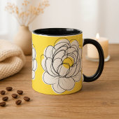 Peony Mug Bold Yellow Graphic Flower Minimalist Li Tasse