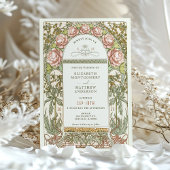 Peony Nouveau Wedding Einladung Alphonse Mucha