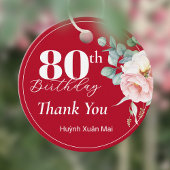 Peony on Red Birthday Geschenkanhänger