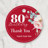 Peony on Red Birthday Geschenkanhänger (Vorderseite)