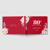 Peony on Red Birthday Welcome Sign Gästebuch (Voll)
