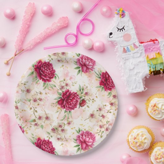 Peony & Orchid Garden Floral Glam Wedding Pappteller (Party)