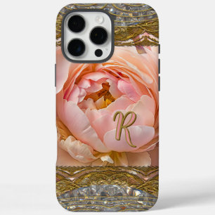Peony Perfect Pinkish Monogram Elegant iPhone 16 Pro Max Hülle