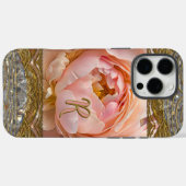 Peony Perfect Pinkish Monogram Elegant Case-Mate iPhone Hülle (Rückseite (Horizontal))