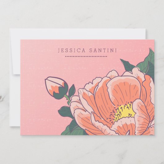 Peony Personalisiert Stationery Flat Mitteilungska Mitteilungskarte (Vorderseite)