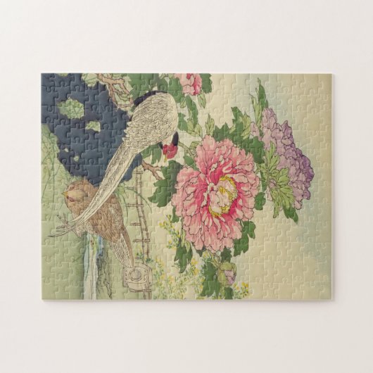 Peony, Pheasant japanische Kunst Puzzle (Horizontal)