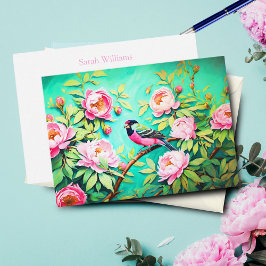 Peony Pine Gosbeak ai Artwork Ölgemälde Mitteilungskarte