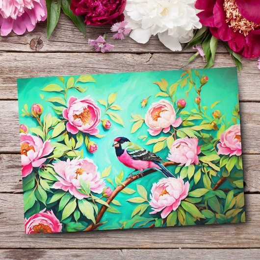 Peony Pine Gosbeak ai Artwork Ölgemälde Postkarte