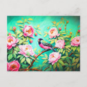 Peony Pine Gosbeak ai Artwork Ölgemälde Postkarte (Vorderseite)