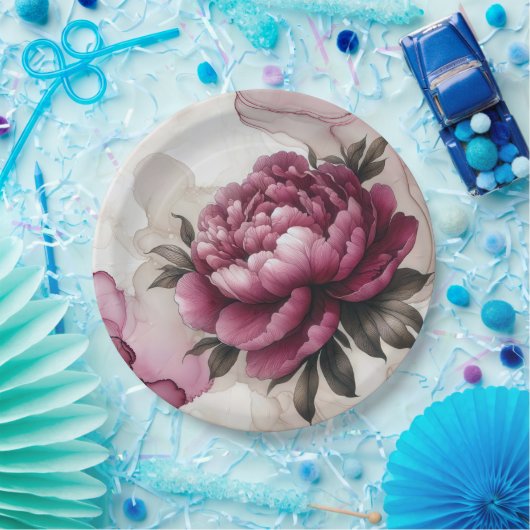 Peony Pink Abstrakt Pappteller (Party)