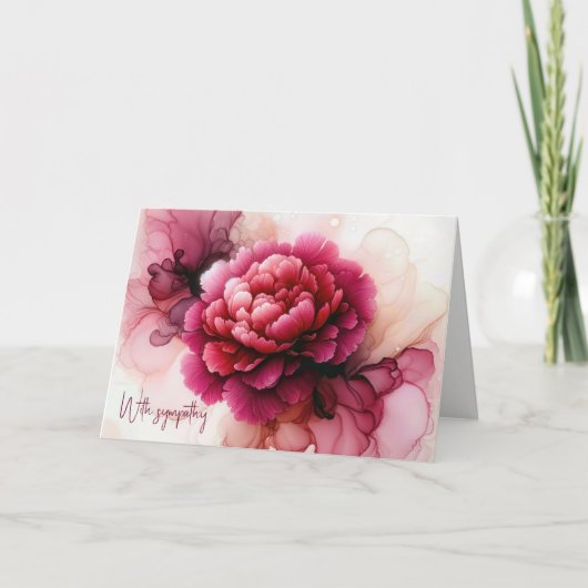 Peony Pink Abstraktes Beileid Karte (Vorderseite)