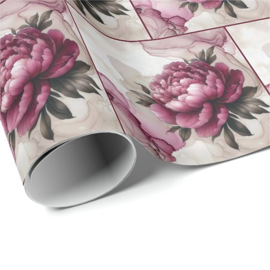 Peony Pink Alcohol Ink Geschenkpapier (Rolleneckpunkt)