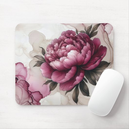Peony Pink Alcohol Ink Mousepad (Mit Mouse)