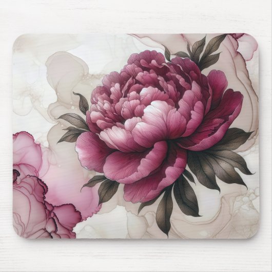 Peony Pink Alcohol Ink Mousepad (Vorne)