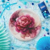 Peony Pink Alcohol Tinte Abstrakt Pappteller (Party)