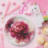 Peony Pink Alcohol Tinte Abstrakt Pappteller (Party)