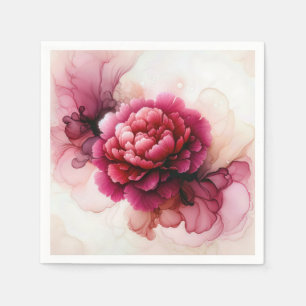 Peony Pink Alcohol Tinte Abstrakt Serviette