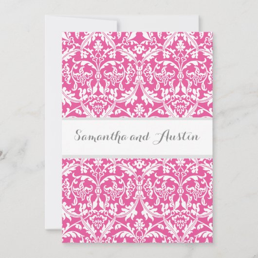 Peony Pink Damask Wedding Custom Background A08 Einladung (Vorderseite)
