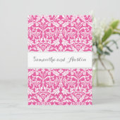Peony Pink Damask Wedding Custom Background A08 Einladung (Stehend Vorderseite)