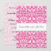 Peony Pink Damask Wedding Custom Background A08 Einladung (Vorne/Hinten)