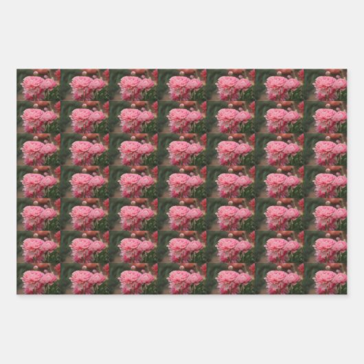 Peony Pink Ranunculus Closeup Geschenkpapier Set (Vorderseite 3)