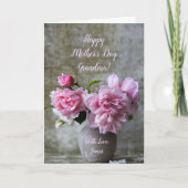 Peony Pink Rose Flowers Happy Mother's Day Grandma Karte (Vorderseite)