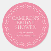 Peony Pink | Wavy Scallop Border Brautparty Runder Aufkleber (Vorderseite)