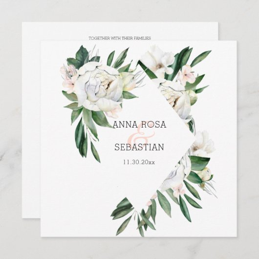 *~* Peony QR UAWG AR15 Blume Frame Wedding Einladung (Vorne/Hinten)