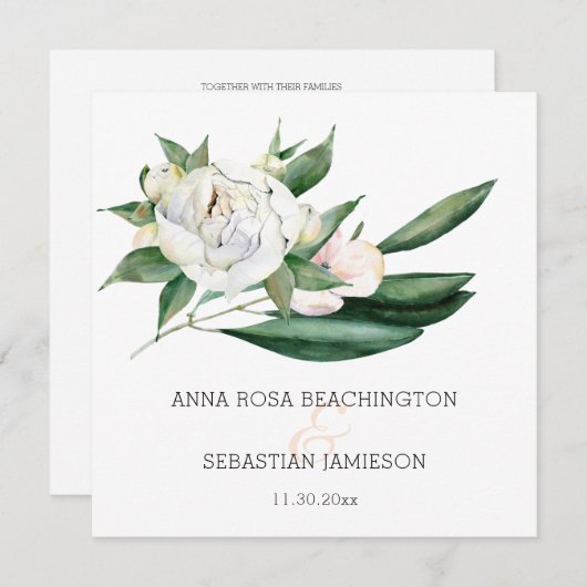 *~* Peony QR UAWG Floral Bouquet AR15 Wedding Einladung (Vorne/Hinten)