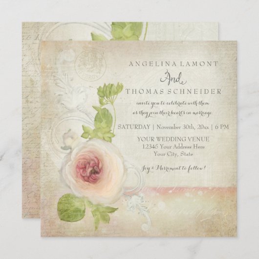 Peony Ranunculus Elegante Schönes Blumengestein Vi Einladung (Vorne/Hinten)