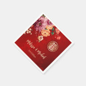 Peony Red Chinese Wedding Custom Serviette (Ecke)