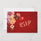 Peony Red UAWG Chinese Wedding RSVP Karte (Rückseite)