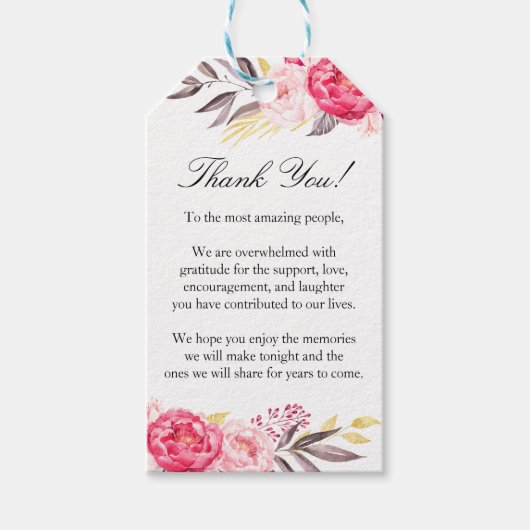 Peony Romance Wedding Gift Tags Geschenkanhänger (Vorderseite)