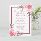 Peony Romance Wedding Invite Einladung (Stehend Vorderseite)