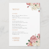 Peony Rose Bouquet Blume Menu Card Menükarte (Vorderseite)